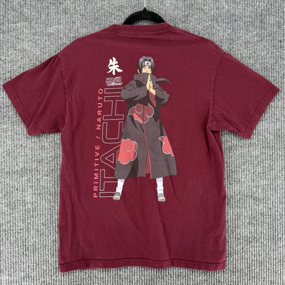 Primitive x Naruto II Itachi burgundy t shirt mens Medium tee 2007 anime manga